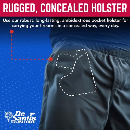 DeSantis Nemesis Pocket Gun Holster- Conceal Carry, Fits Kahr CW45/P45/P40/CW40/K40/P9/CW9/K9/PM45/CM45/PM40/MK40/CM40/PM9/MK9/CM9, KelTec PF9, SIG P290, SCCY CPX-1, CPX-2, Mossberg MC2C- Ambidextrous