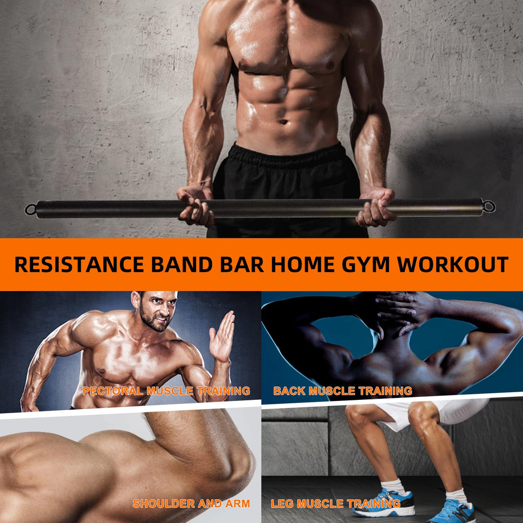 Tuyzhrymlic Resistance Band Bar Adjustable Three Part for Full Body Workout, Pilates Portable Lifting Fitness Bar for Core Muscle Lower Body Strength Exercise Training