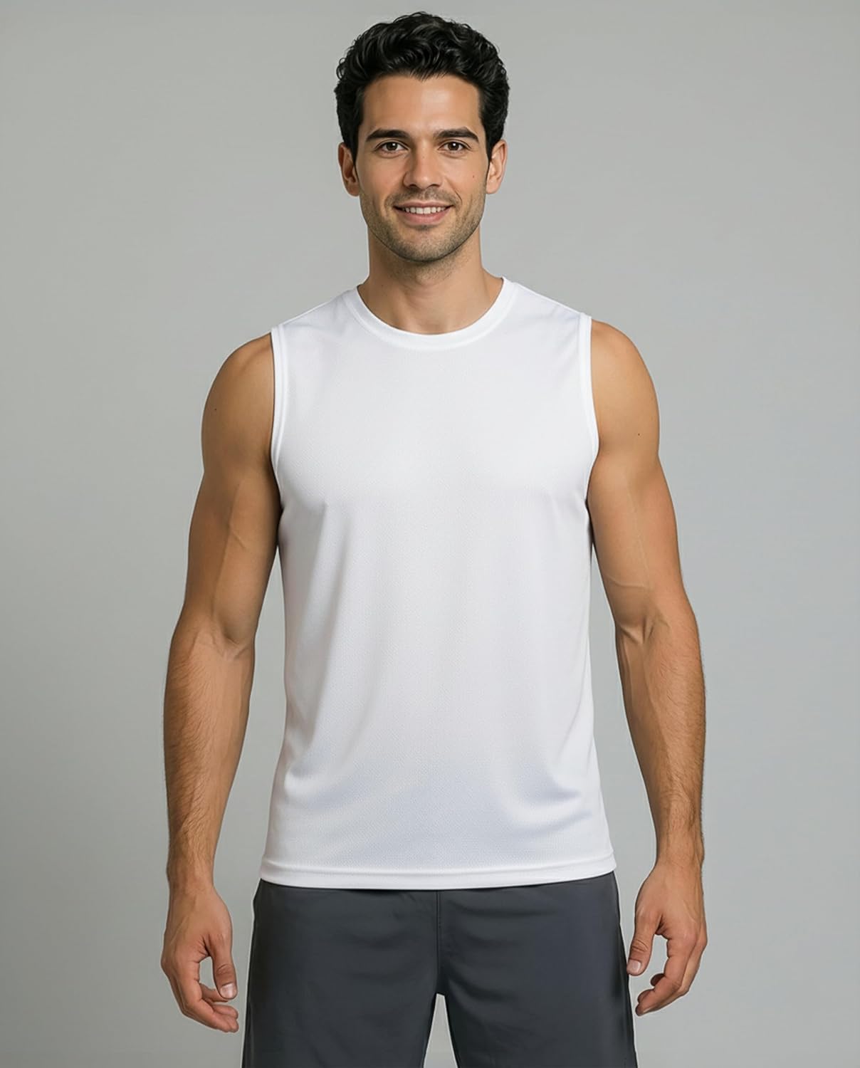 Real Essentials Men's Mesh Active Athletic Tech Tank Top - 5 Pack for Workout & Training | Big & Tall Sizes Available