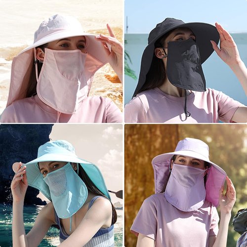 Icolor Women's Sun Hat - UPF 50+ Wide Brim Visor with 12" Neck Flap for Ultimate Sun Protection