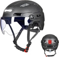 ILM Adult Bike Helmet - USB Rechargeable LED Lights | Removable Goggles for Men & Women