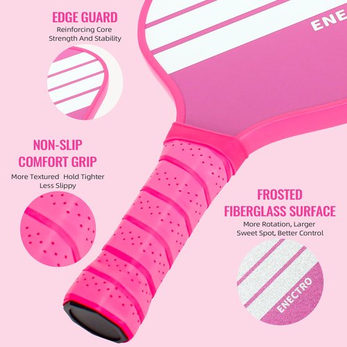 Pickleball Paddles Set of 2, USAPA Approved Fiberglass Pickle Ball Set with 2 Cute Lightweight Pickleball Rackets, 2 Indoor &2 Outdoor Balls, 1 Pickleball Bag for Women, Beginner, Youth