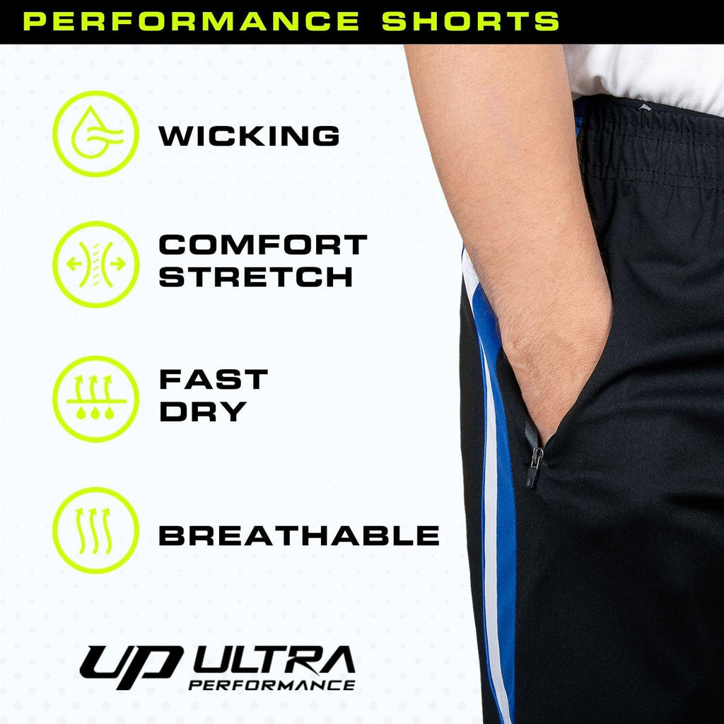 Ultra Performance Men's Athletic Running Shorts - 5 Pack Loose Fit Gym Shorts with Zippered Pockets