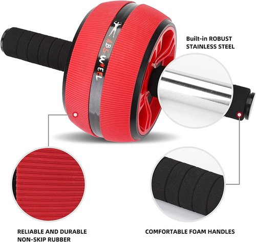 Ab Roller Wheel - Core Strength Training Equipment with Knee Pad | Home Gym Fitness Tool