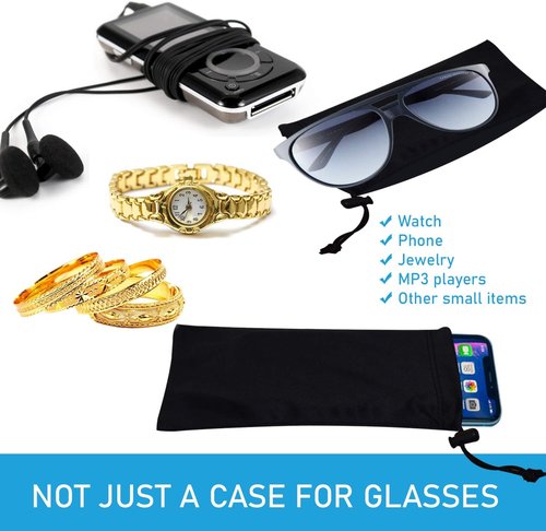 Mamlyn Microfiber Sunglasses Pouch - Premium Quality With Spring Fastener | Ideal For Travel