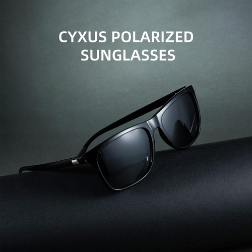 Cyxus 2024 Square Polarized Sunglasses For Men Women Aluminum Sun Glasses Fishing Driving Cycling UV Protection P1168 Black