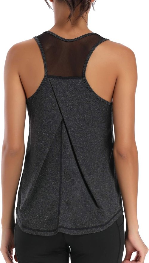 Aeuui Women's Racerback Workout Tank Tops - Breathable Mesh Yoga Shirts | Sleeveless Athletic Gym Wear