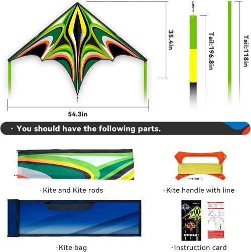 Kite Large Delta Kites - Easy to Fly Rainbow Design for Kids & Adults | Durable Beach Kite with Tangle-Free Line