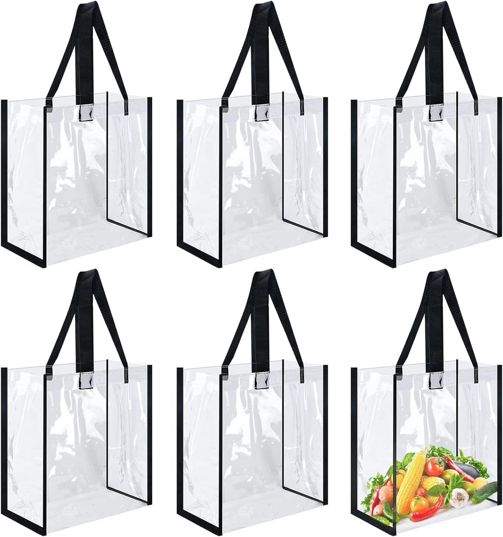 Skiennix Clear Tote Bags - Durable PVC with Handles for Work, Beach, Lunch | 12 x 12 x 6 Inch