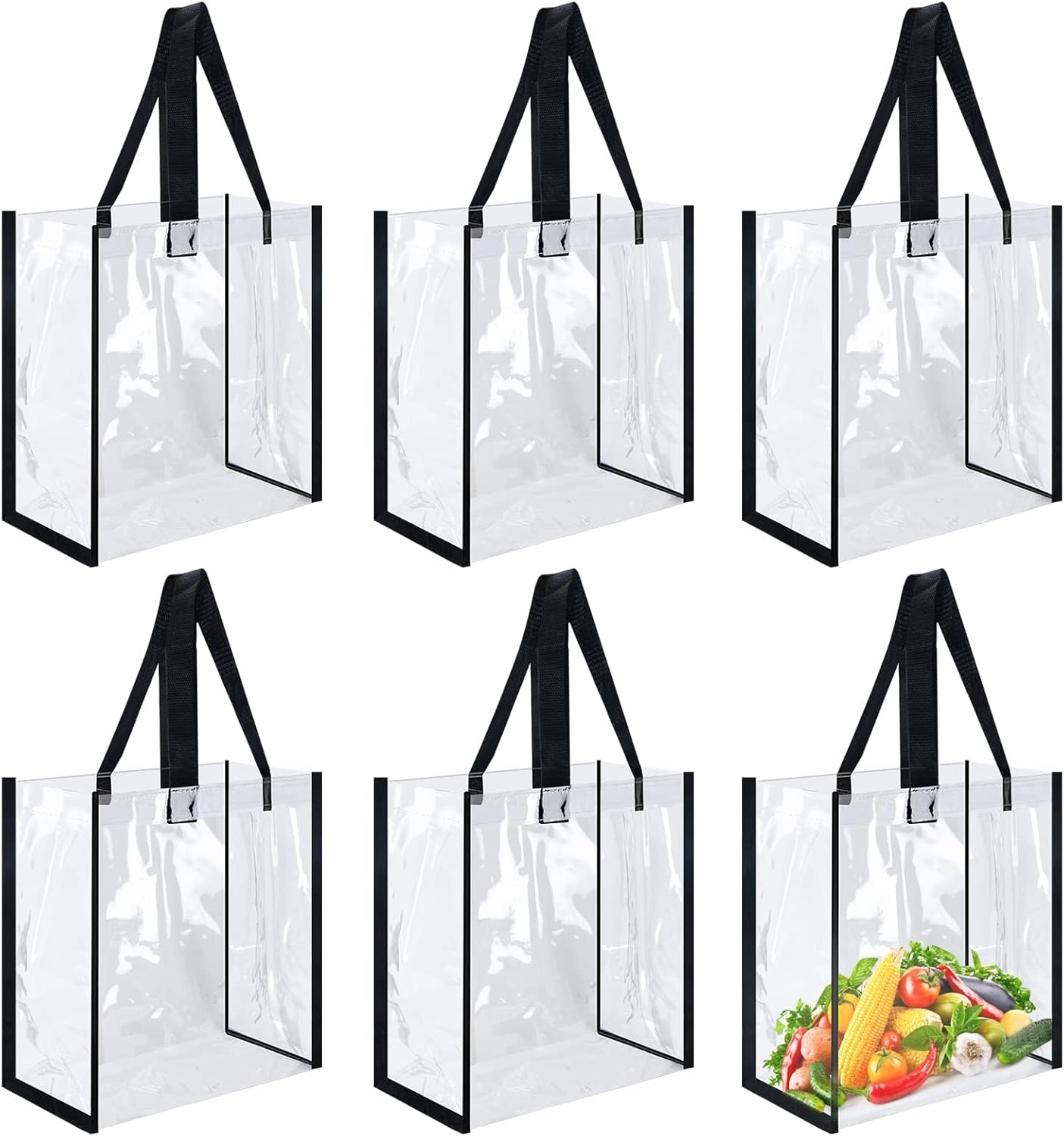 Skiennix Clear Tote Bags - Durable PVC with Handles for Work, Beach, Lunch | 12 x 12 x 6 Inch