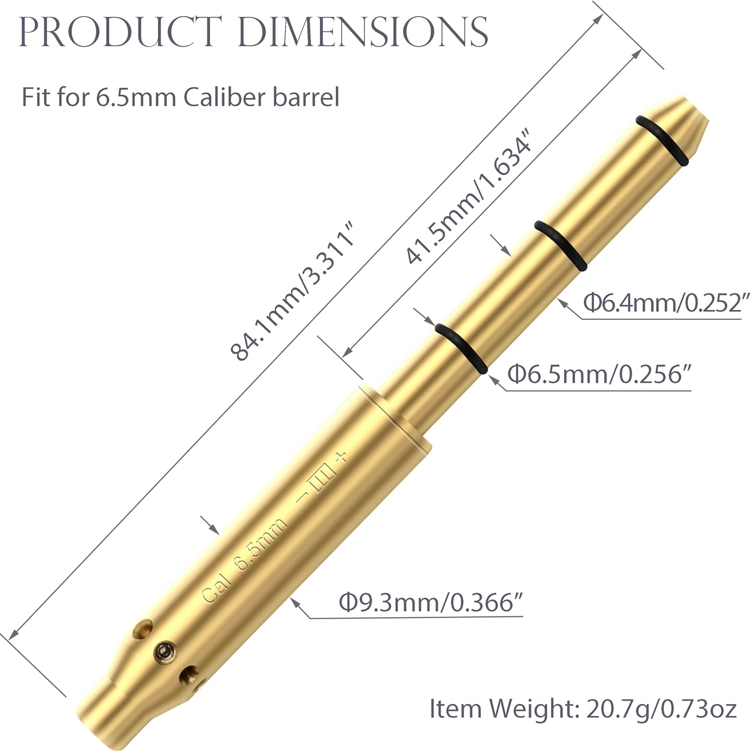 Red Laser Boresighter - 6.5MM Caliber Laser Bore Sight for Accurate Fitting in Revolvers, Pistols & Rifles