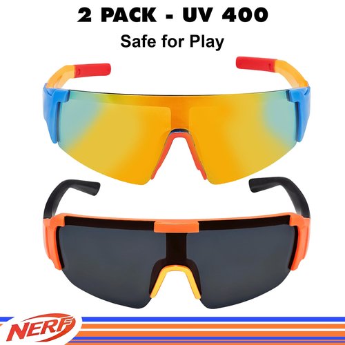NERF Wrap Sunglasses for Kids 2 Pack | UV 400 | Baseball, Beach or Ski Sun Protection | One Size Fits Most Kids