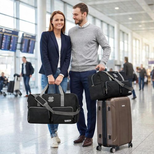 Lucky Travel Duffel Bag - 65L Foldable Gym & Travel Bag for Men & Women with Adjustable Strap | Black
