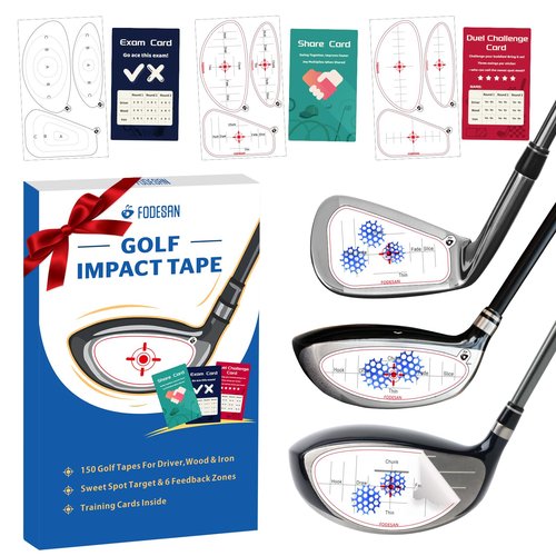 FODESAN Golf Impact Tape, Golf Swing Trainer & Training Aid, Club Face Stickers for Instant Swing Feedback, Indoor & Simulator Practice, Golf Accessories, Practical Golf Gifts & Golf Stuff for Golfers