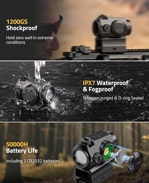 CVLIFE Green Dot Sight - 2 MOA Reticle with 50,000H Runtime | 1x20mm Optics Scope, Waterproof