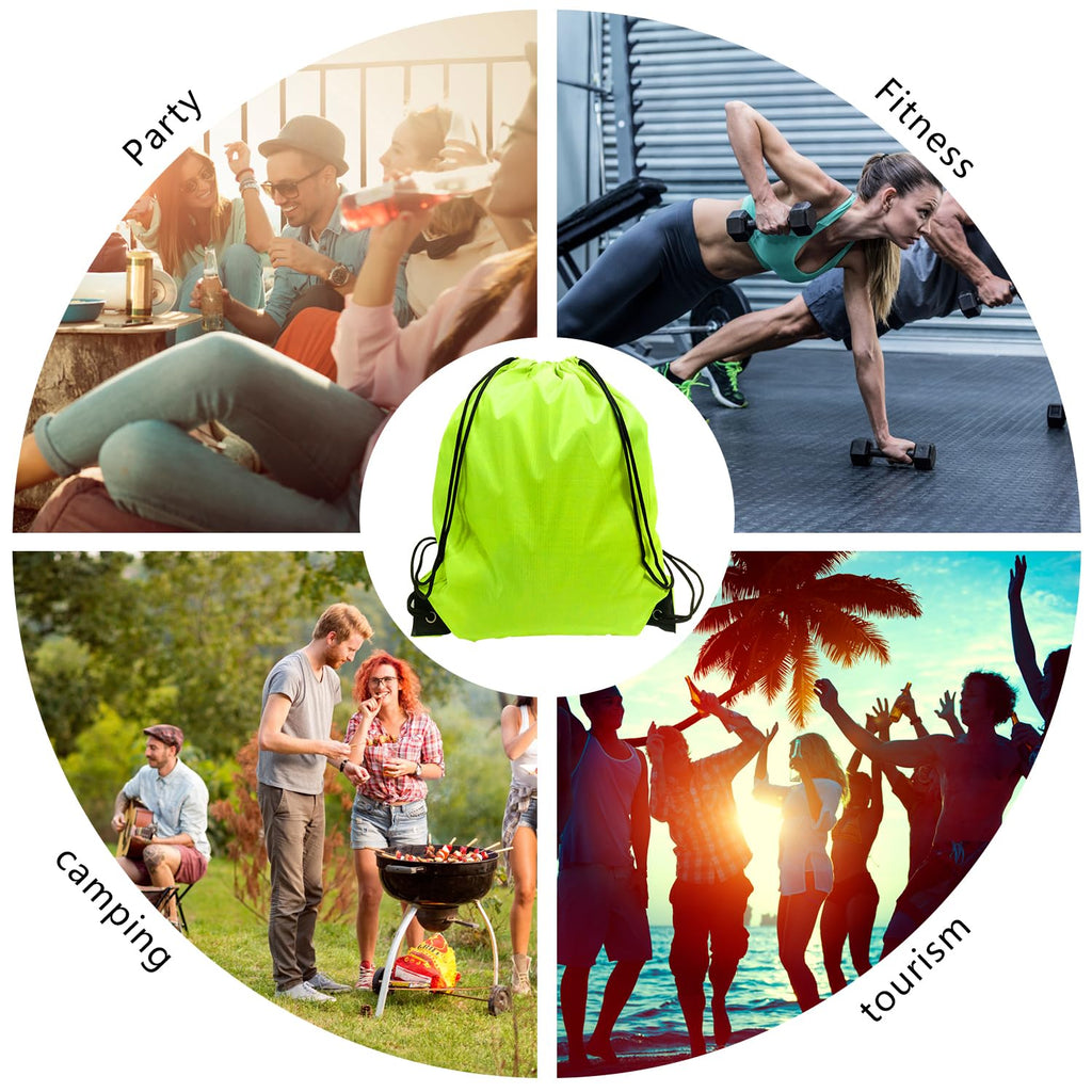 GoodtoU Drawstring Bags, Drawstring Backpack for Sport, Traveling, Team (60Pcs, Fluorescent Green)