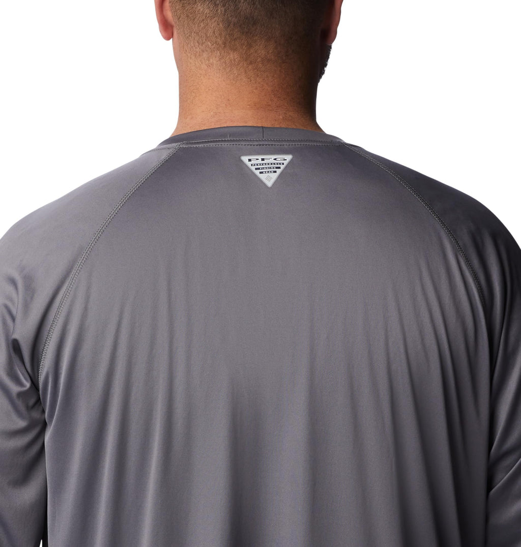 Columbia Men's PFG Terminal Tackle Long Sleeve Fishing Shirt, City Grey/Black Logo, 2X