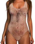 Raisevern Funny 3D Chest Hair Print One-Ppiece Swimsuit - Medium Variation