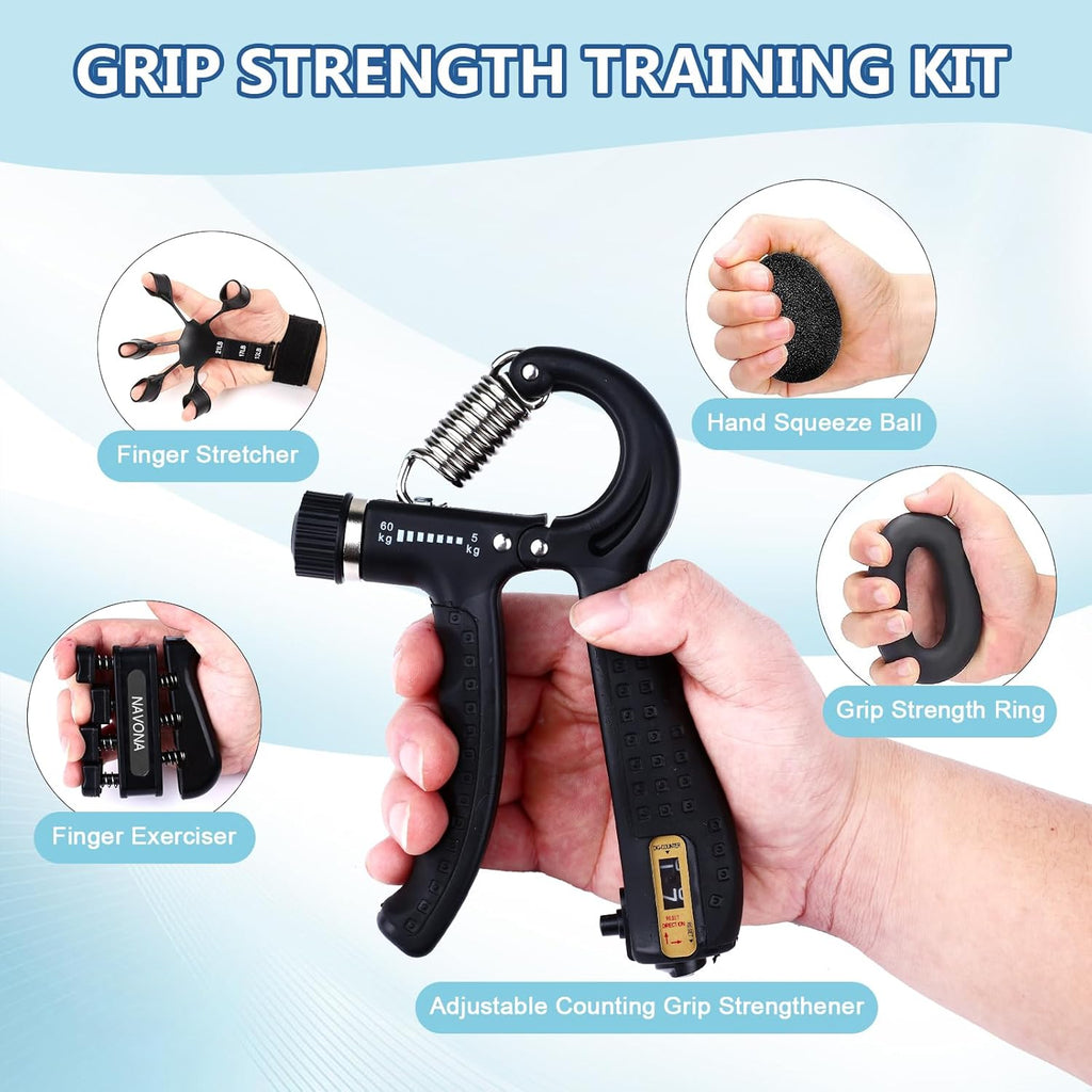 Skiennix Grip Strength Trainer Kit - 10 PCS Hand Grippers & Stress Relief Balls for Muscle Building & Recovery