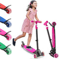 3 Wheel Scooter for Kids Age 3-12, Kid Scooters with Extra-Wide Deck, Lean to Steer Height Adjustable Handlebar, Light Up Wheels, Stable Smooth Riding Child Kick Scooter Hold 165 lbs, Girl Gift