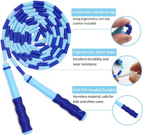 Leeboom Jump Rope - Adjustable Tangle-Free Beaded Skipping Rope for Fitness | 9.2 Feet Length