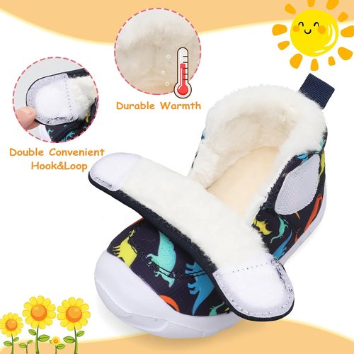 LeIsfIt Toddler Boots Girls Boys Wide Winter Boots Cozy Fleece Winter Shoes Indoor Outdoor Warm Shoes