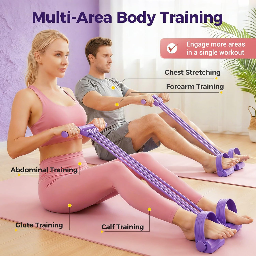 Skiennix 3-In-1 Pedal Resistance Bands - Multifunctional Home Workout Device for Men & Women