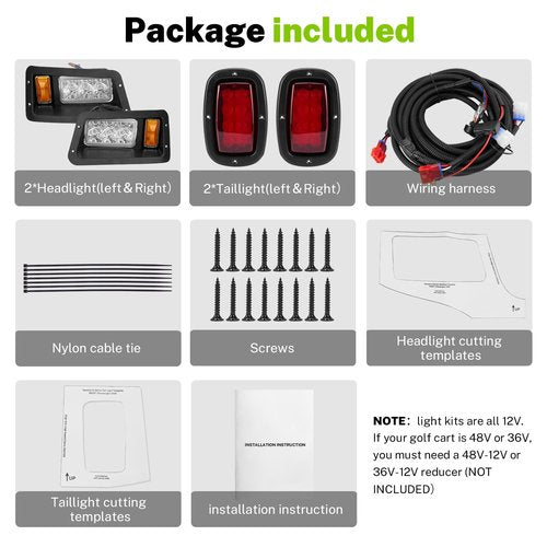 Blogole LED Headlights and Tail Lights Kit Compatible Yamaha G14, G16, G19, G22 Golf Cart Models