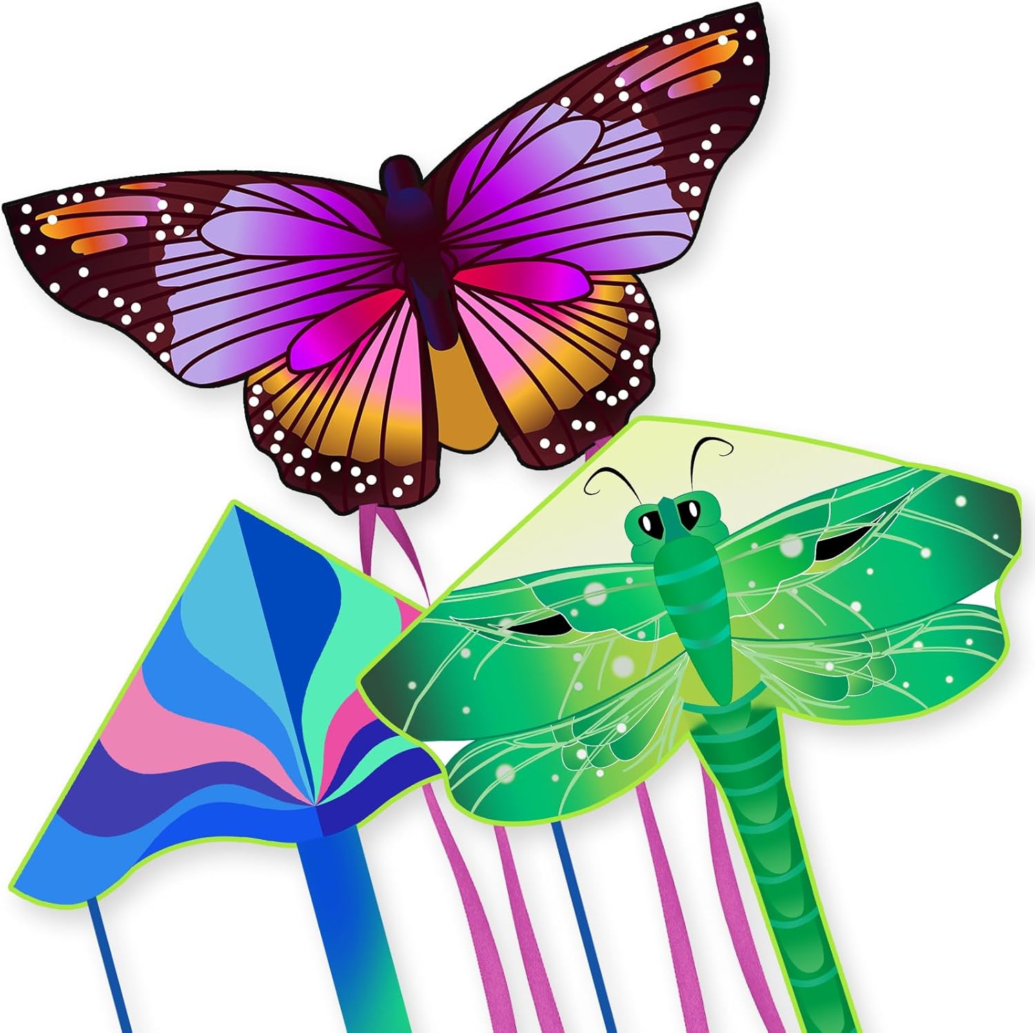 Skiennix Large Butterfly Delta Kites - Easy to Fly for Kids & Adults | Perfect for Beach & Park Fun