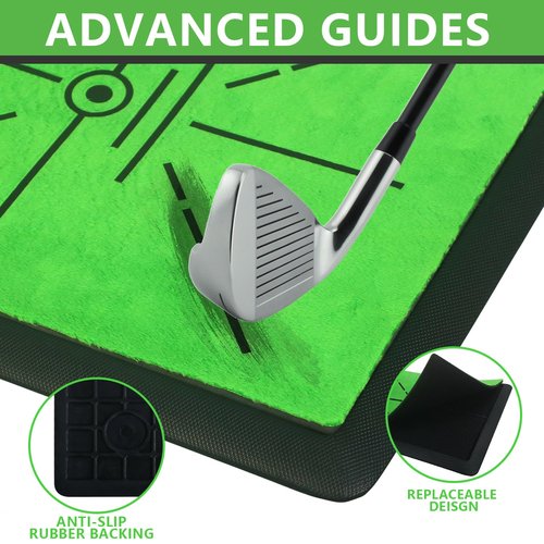 LOVACE Golf Hitting Mat – Swing Path Feedback Trainer with Durable Rubber Base & Replaceable Turf for Indoor or Outdoor Practice
