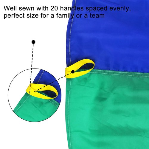 Dulousia Parachute 13ft - Gymnastics Parachute with Handles for Children Group Team Cooperative Games,Indoor Outdoor Gym Class Rainbow Parachute Birthday Church VBS Activity Field Days Supplies