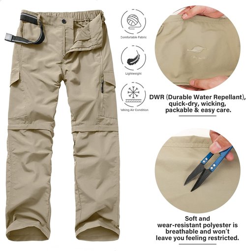 Jessie Kidden Men's Quick-Dry Convertible Hiking Pants - Ideal for Travel & Fishing | Versatile Design