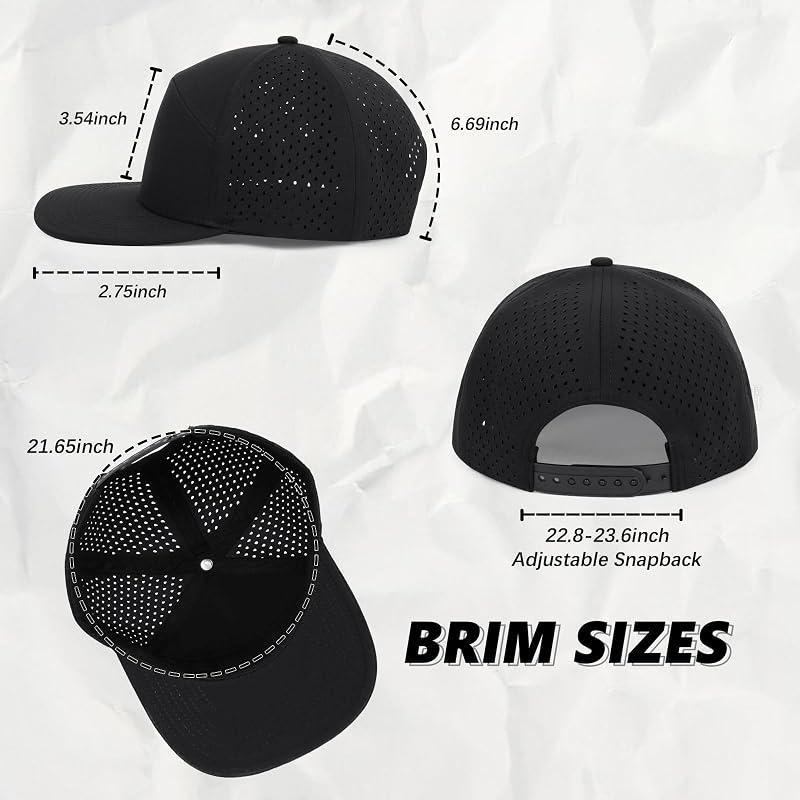 Quick Dry Flat Brim Baseball Cap - Black Master Variation