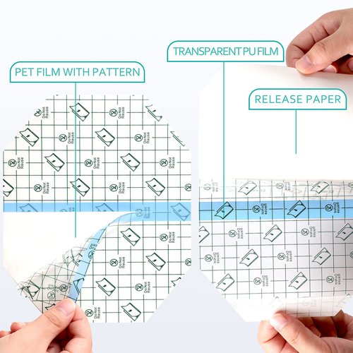 50 Pieces Transparent Stretch Adhesive Bandage Waterproof Transparent Film Dressing Bandages Clear Adhesive Dressing Stretch Tape for Tattoos Swimming Showering(6 x 7 Inch)