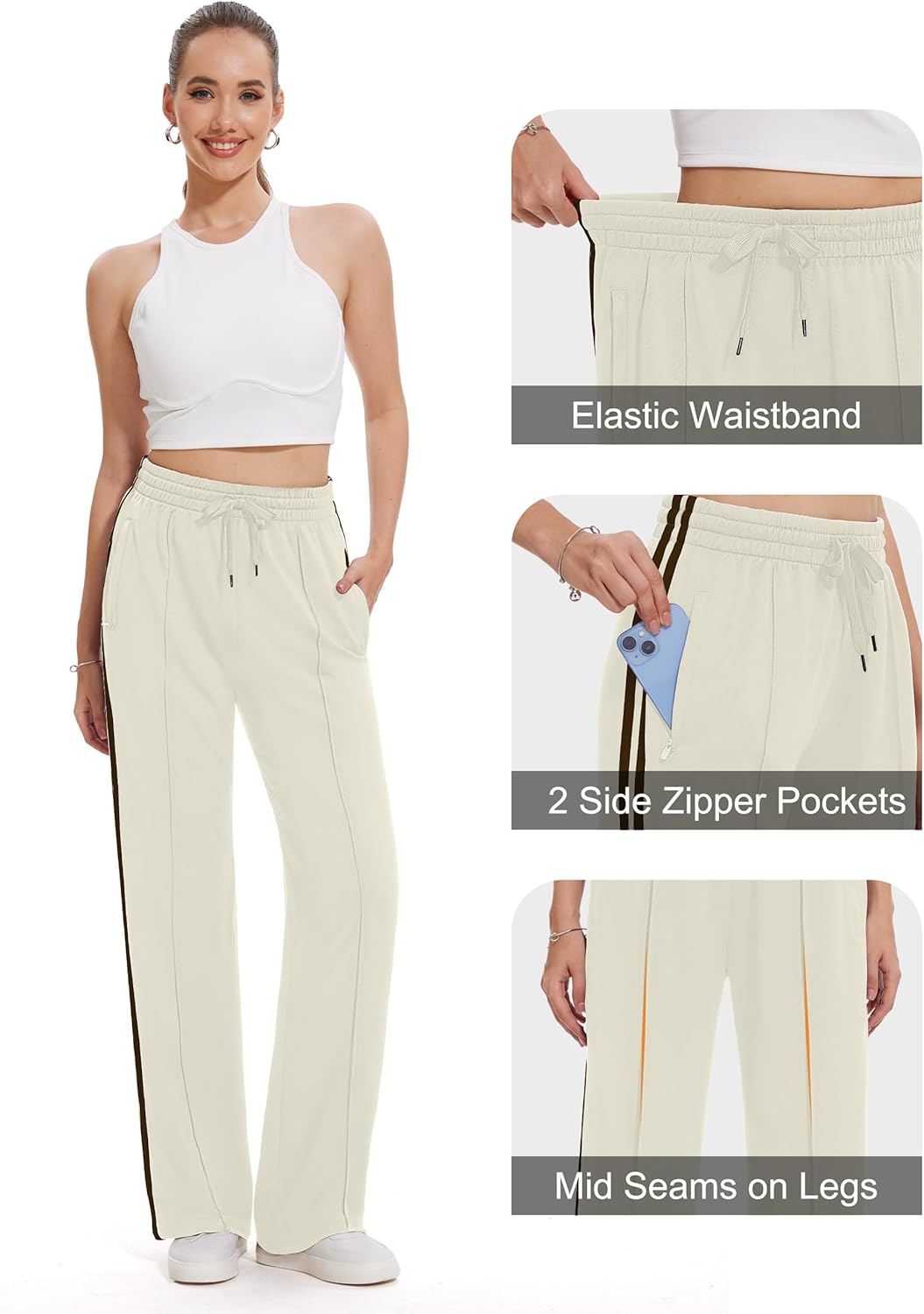 Tapata Women's Track Pants - Loose Straight Leg Jogging Sweatpants for Athletic Comfort | Multiple Inseams