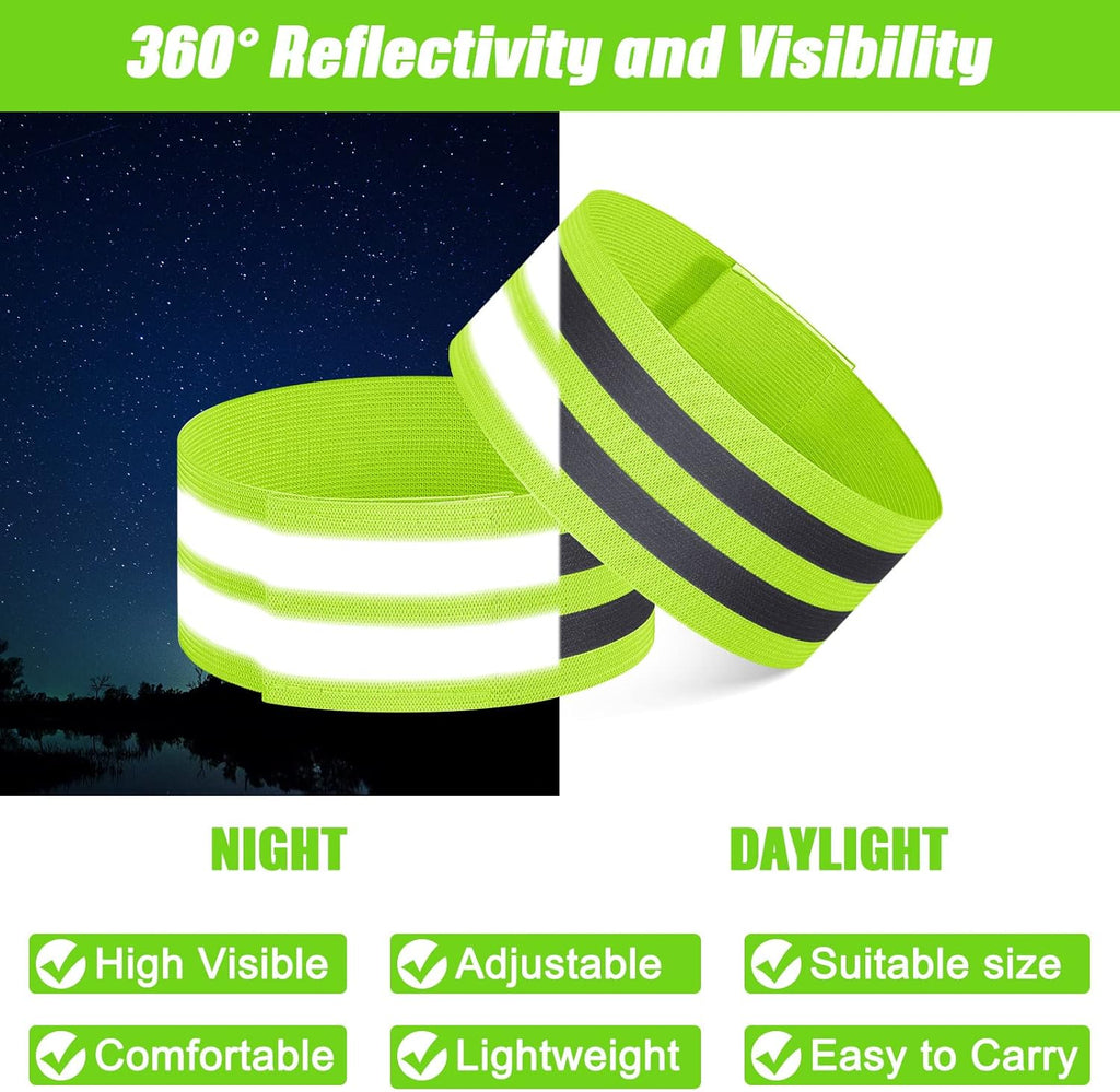 Zubebe Reflective Bands - 48 High Visibility Safety Straps for Wrist, Arm, Ankle, Leg | Ideal for Night Walking, Cycling, Running