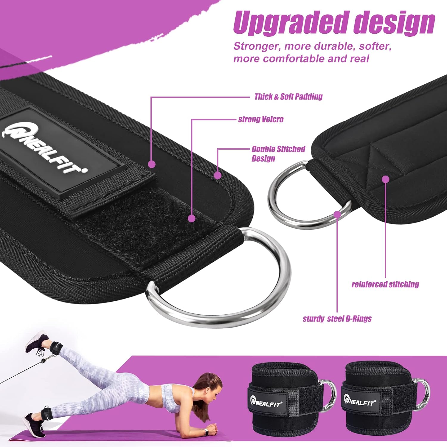Skiennix Ankle Strap - Cable Machine Ankle Cuff for Kickbacks & Glute Workouts | Adjustable Fit