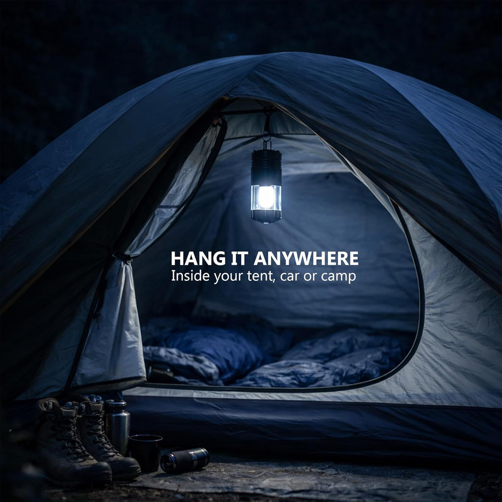 Solar & Rechargeable LED Camping Lantern - Waterproof IP55, Bright & Portable with Power Bank | Ideal for Camping, Hiking & Outdoor Use