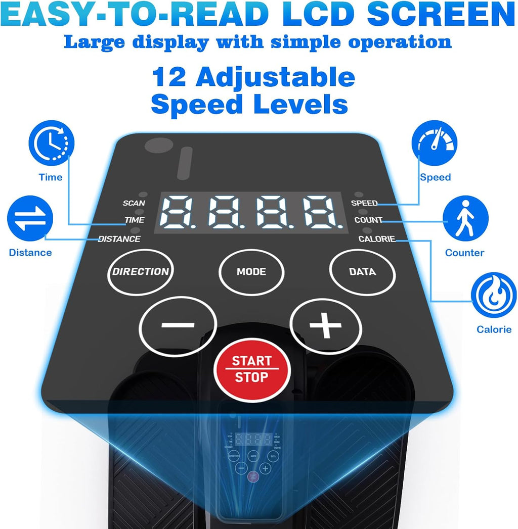 Under Desk Elliptical Machine - Electric Mini Elliptical for Home Exercise | 12-Speed Touch Screen & Remote Control