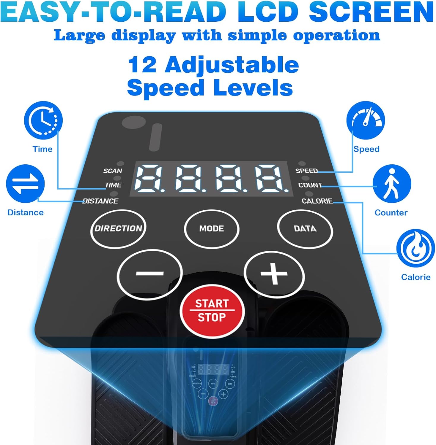 Under Desk Elliptical Machine - Electric Mini Elliptical for Home Exercise | 12-Speed Touch Screen & Remote Control