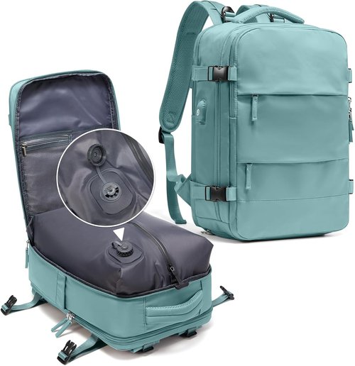 Coowoz Vacuum Backpack - 25L Travel Backpack with Built-In Pump | Waterproof Hiking Rucksack in Blue