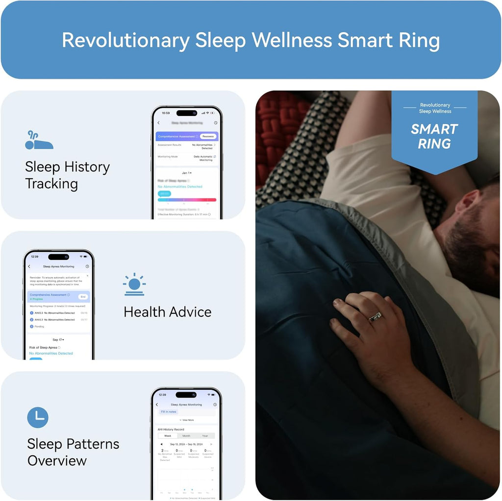 RingConn Gen 2 Smart Ring - Sleep Apnea Monitoring, 12-Day Battery Life | Heart Rate & Stress Tracker (Silver, Size 10)