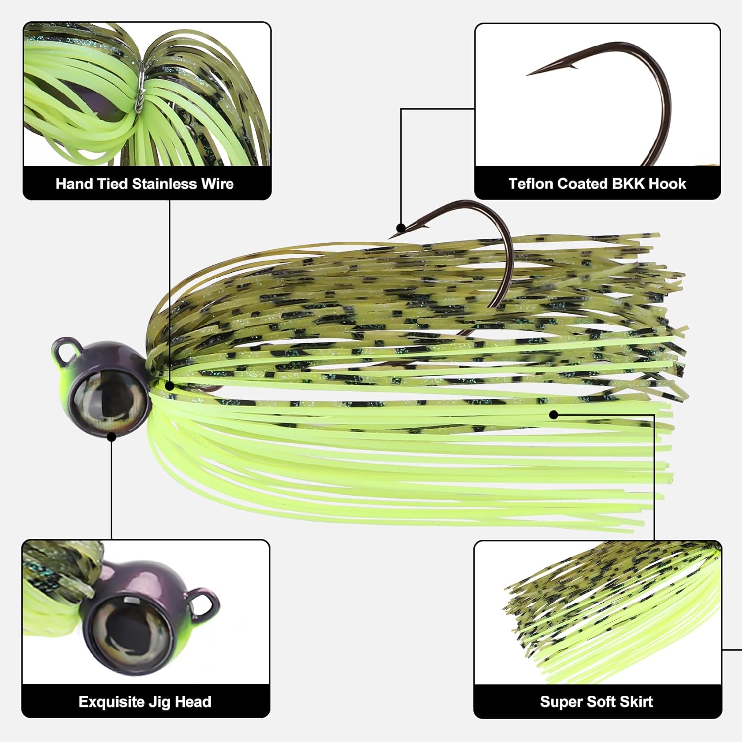 Truscend Jigs Fishing Lures - Ultra Smooth Teflon Hook & Titanium Weed Guard | Perfect for Crappie, Bass, Trout