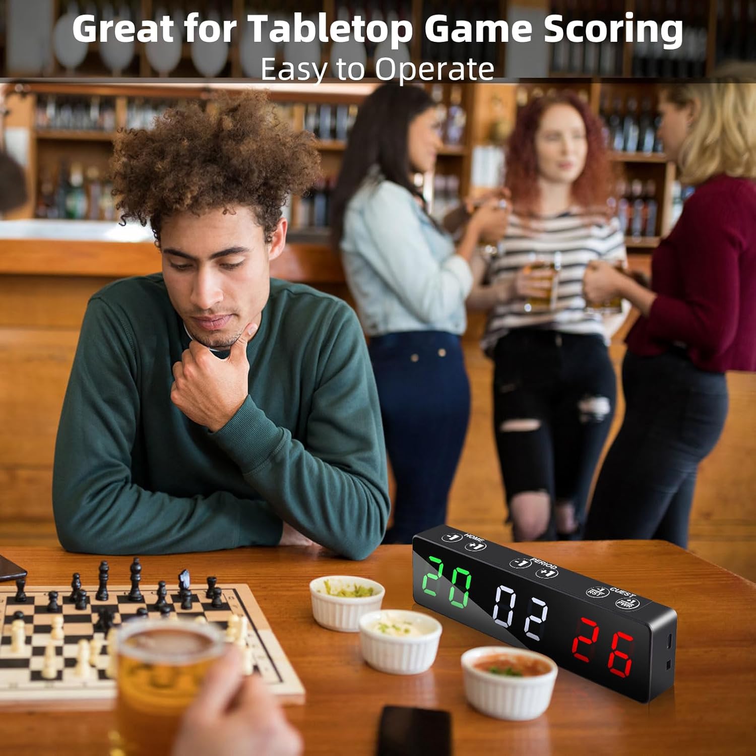 PELLOR Mini Digital Scoreboard - Portable Magnetic Design with Rechargeable Battery for Indoor & Outdoor Games
