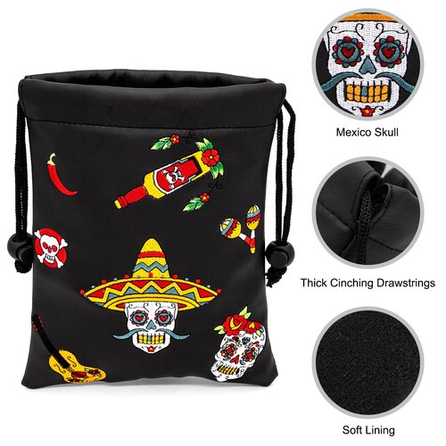 Golf Valuables Pouch, Leather Tee Pouch with Drawstring Closure Golf Ball Handbag Portable Ball Bag Golf Accessories for Men Women