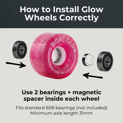 Bont Glow Light Up LED INDOOR Roller Skate Wheels – 58x32mm 101A | Pack of 4 | For Jam, Shuffle and Rhythm Skating (Angelic Aqua)