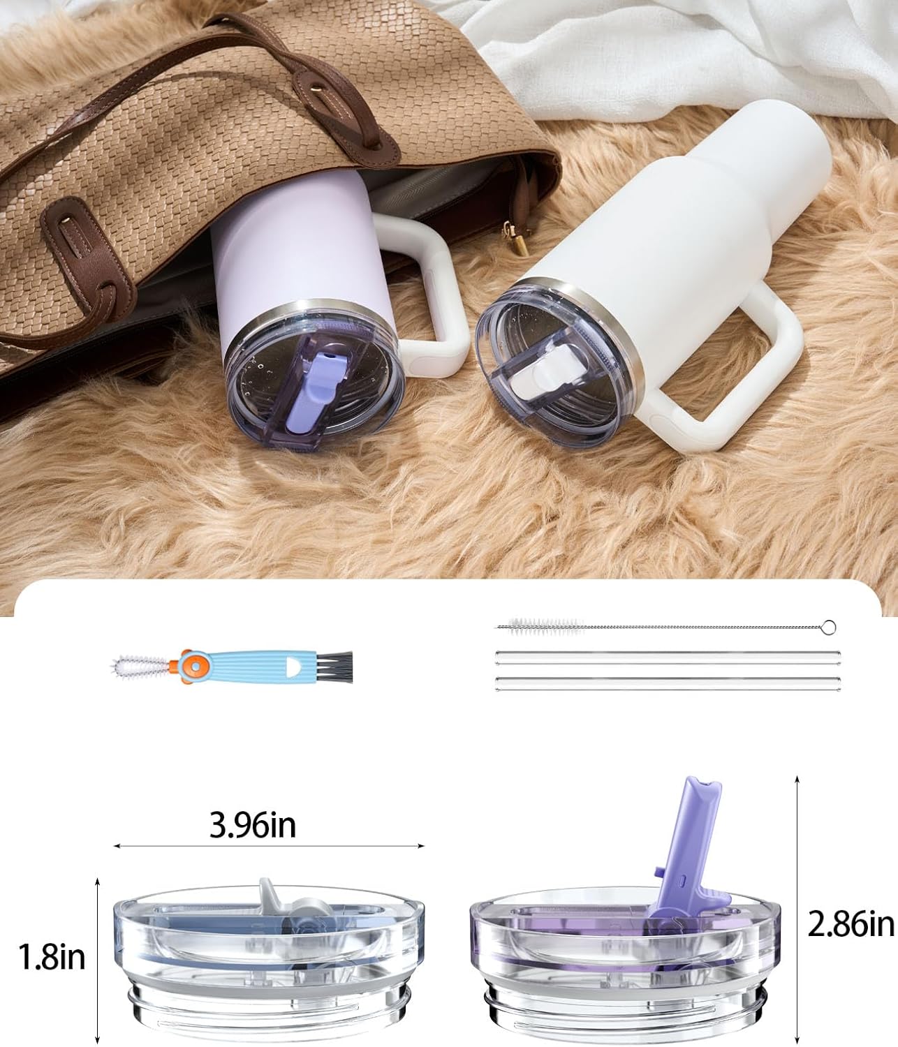 Stanley 40oz Flip Straw Lid - Leak Proof Replacement for H2.0 Quencher | BPA-Free, No Spill, 2 Pack