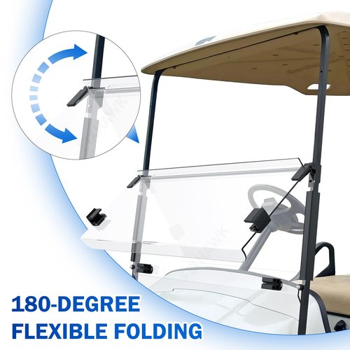 FIXHAWK EZGO Golf Cart Windshield, Foldable Clear Windshield Fit for EZGO TXT/ DCS / PDS 1995-2013 Gas and Electric Golf Cart, PC UV Resistant Clear EZGO Windshield