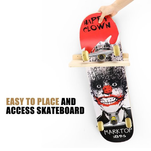 Halloscume 12 Inch Skateboard Wall Mount Holder Single Board Storage Skateboard Wall Display Hanger Holder with Screws Long Board Storage Deck Display for Home Garage(for 1 Boards)