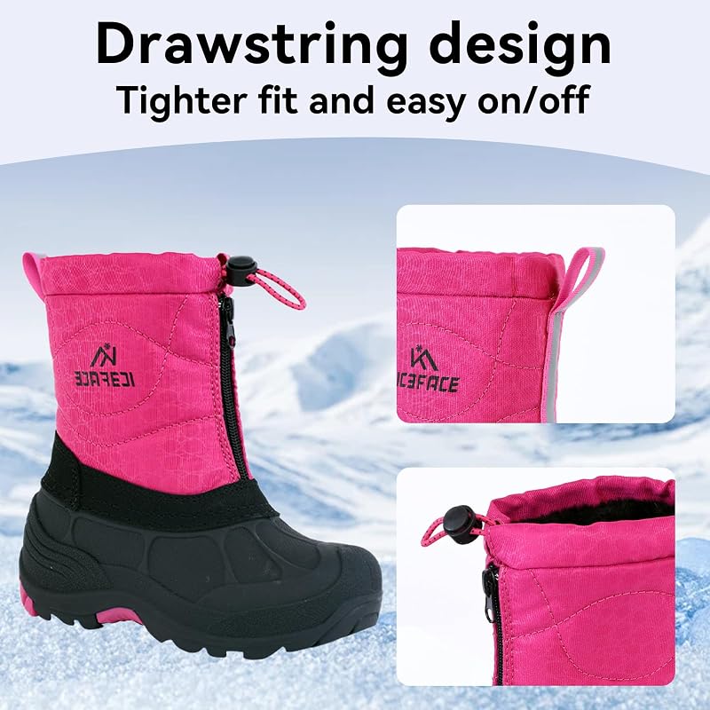 Snow Boots for Kids Waterproof Insulated Rose 11 - Little Kid, Iceface